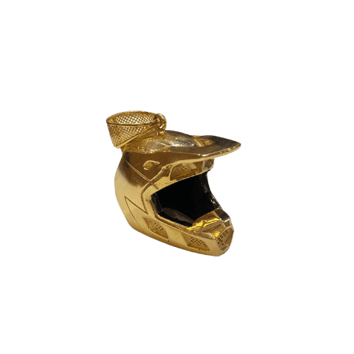 Pendentif Casque moto-cross 3D 4cm – Or 18 carats (750/1000e)