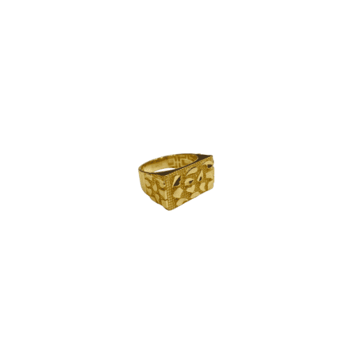 Chevalière rectangle nuggets crocodile’s skin taille 64 – Or 18 carats (750/1000e)