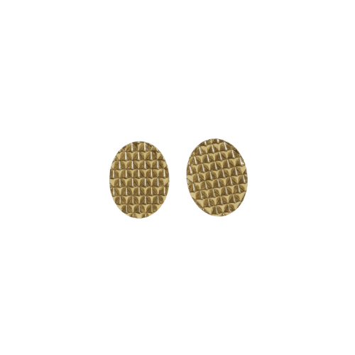 Boucles d’oreilles plaque ronde avec relief gauffré 3,5cm – Or 18 carats (750/1000e)