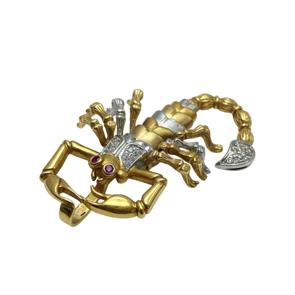 Pendentif Scorpion 3D 5,8cm 2 ors avec diamants VS incrustés – Or 18 carats (750/1000e)
