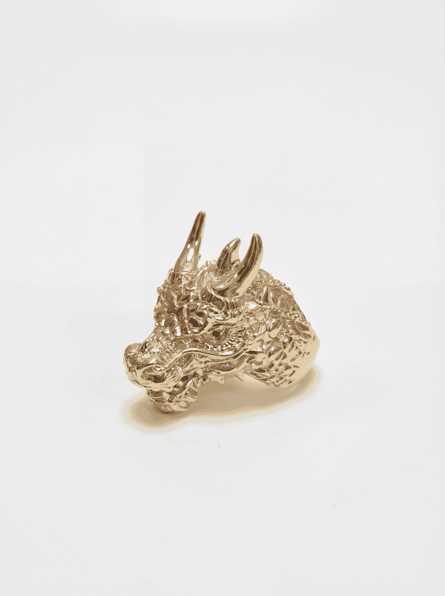 Chevalière Tête de Dragon 3D taille 62 – Or 18 carats (750/1000e)