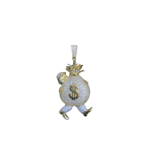 Pendentif Monopoly 3D 5cm avec pierres incrustées – Or 18 carats (750/1000e)