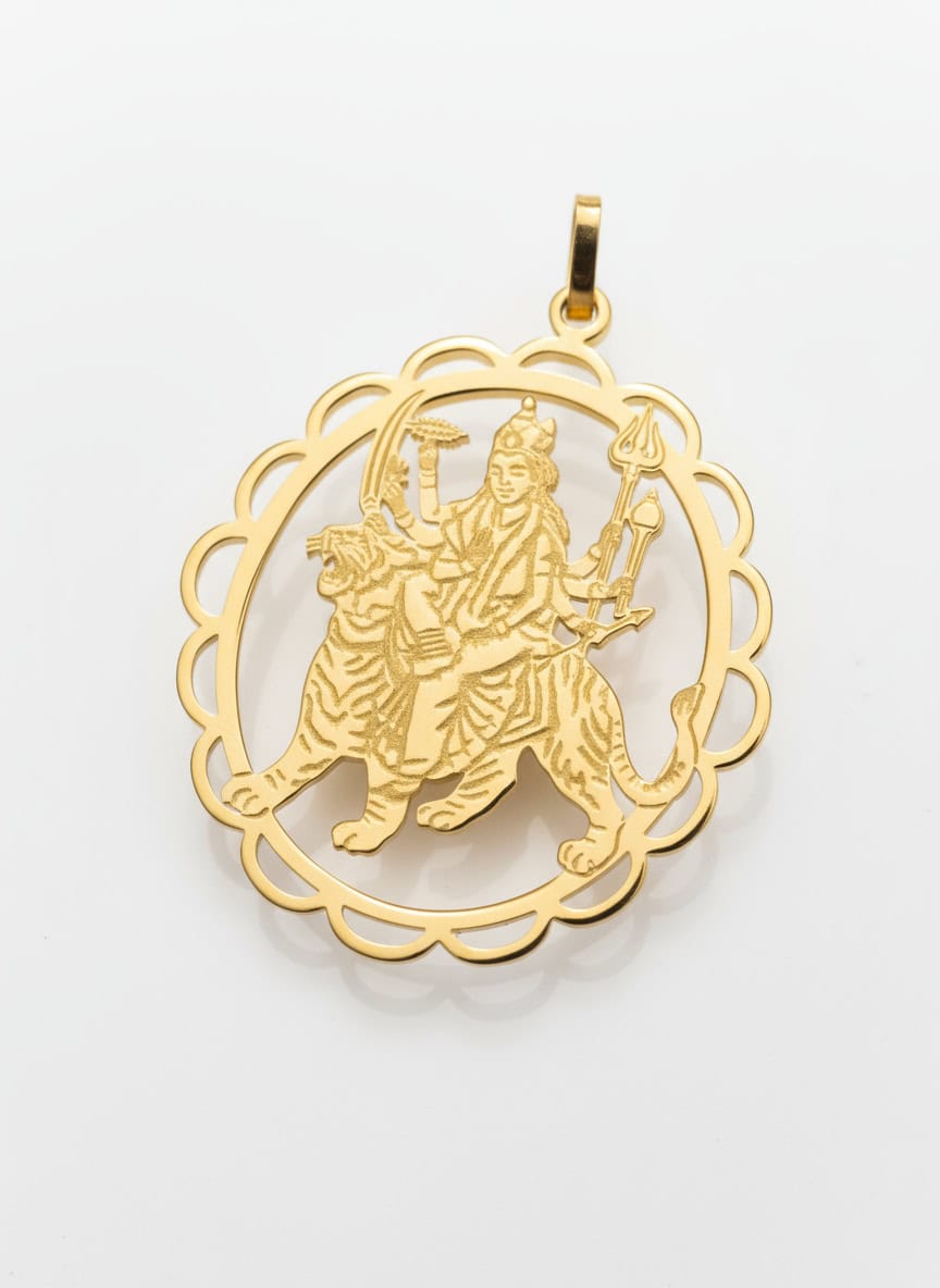 Pendentif déesse hindou Durga – Or 18 carats (750/1000e)