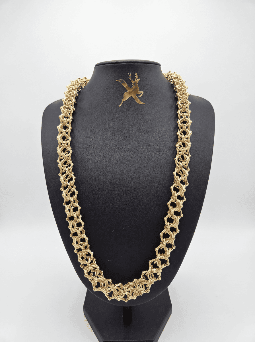 Chaine maille Cyclone piquée/lisse  70cmx14mm – Or 18 carats (750/1000e)