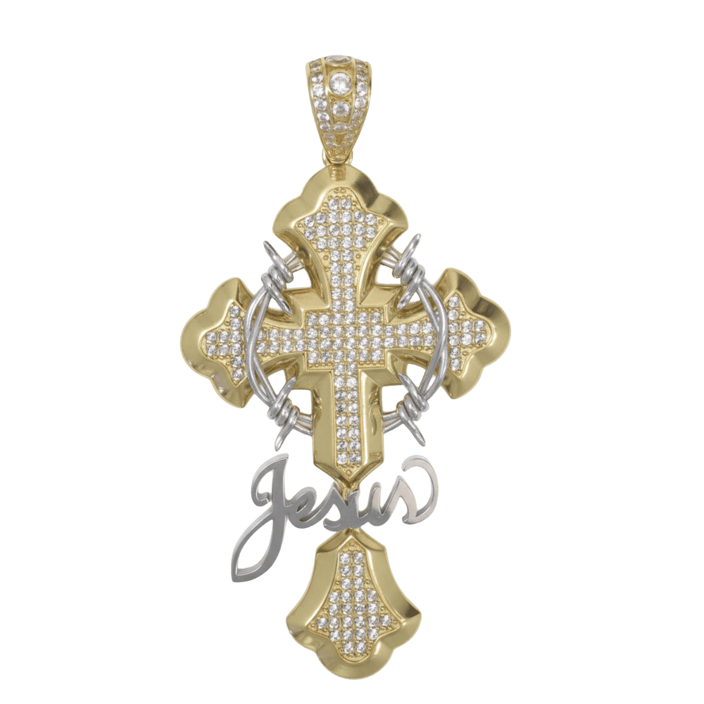 Pendentif religieux Crucifix Jésus 5,5cm 2 ors – Or 18 carats (750/1000e)
