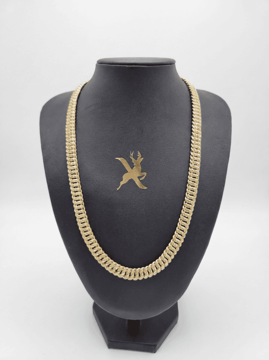 Chaine maille américaine piquée/lisse  60cmx10mm – Or 18 carats (750/1000e)