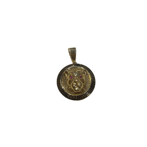 Pendentif rond Panthère 3D 3cm avec pierres incrustées – Or 18 carats (750/1000e)